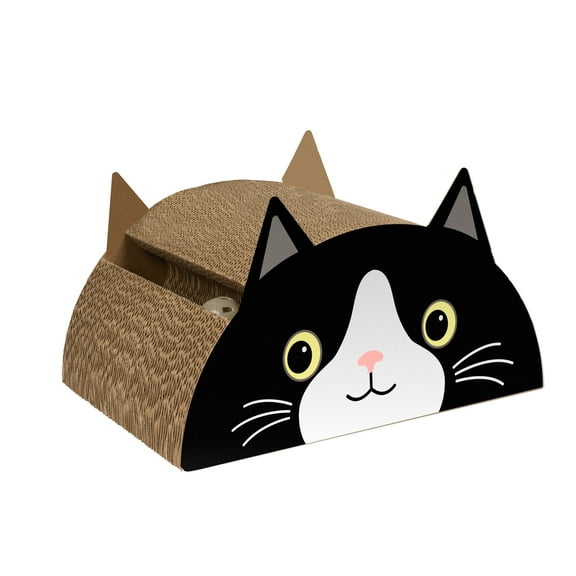 Kitty City, Durable Corrugated Paper Cat Shaped Cat Scratching Pad, Black, 1 PK