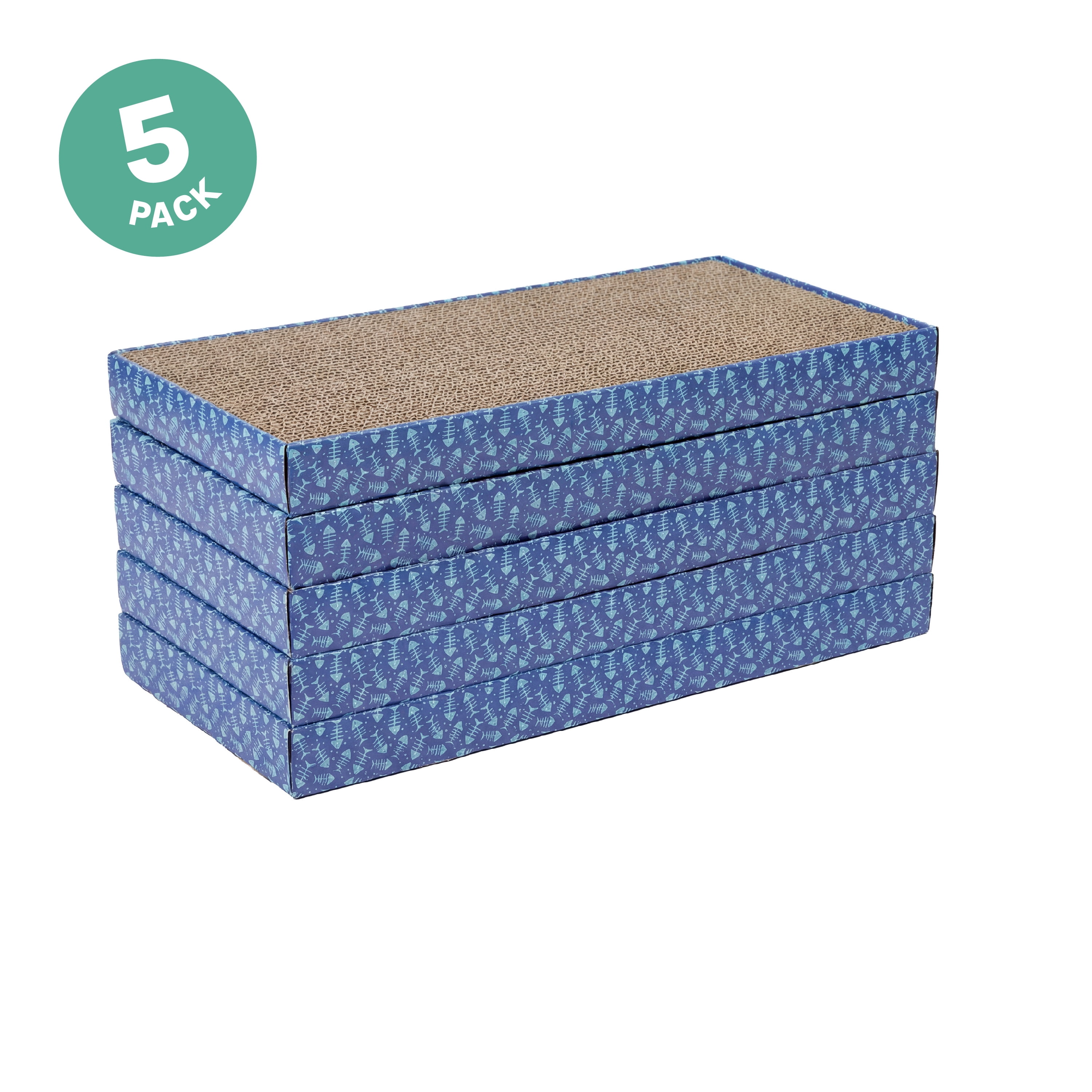 Kitty City Fish Bone Print 5-Pack Cat Scratching Pads, Multicolored, One Size