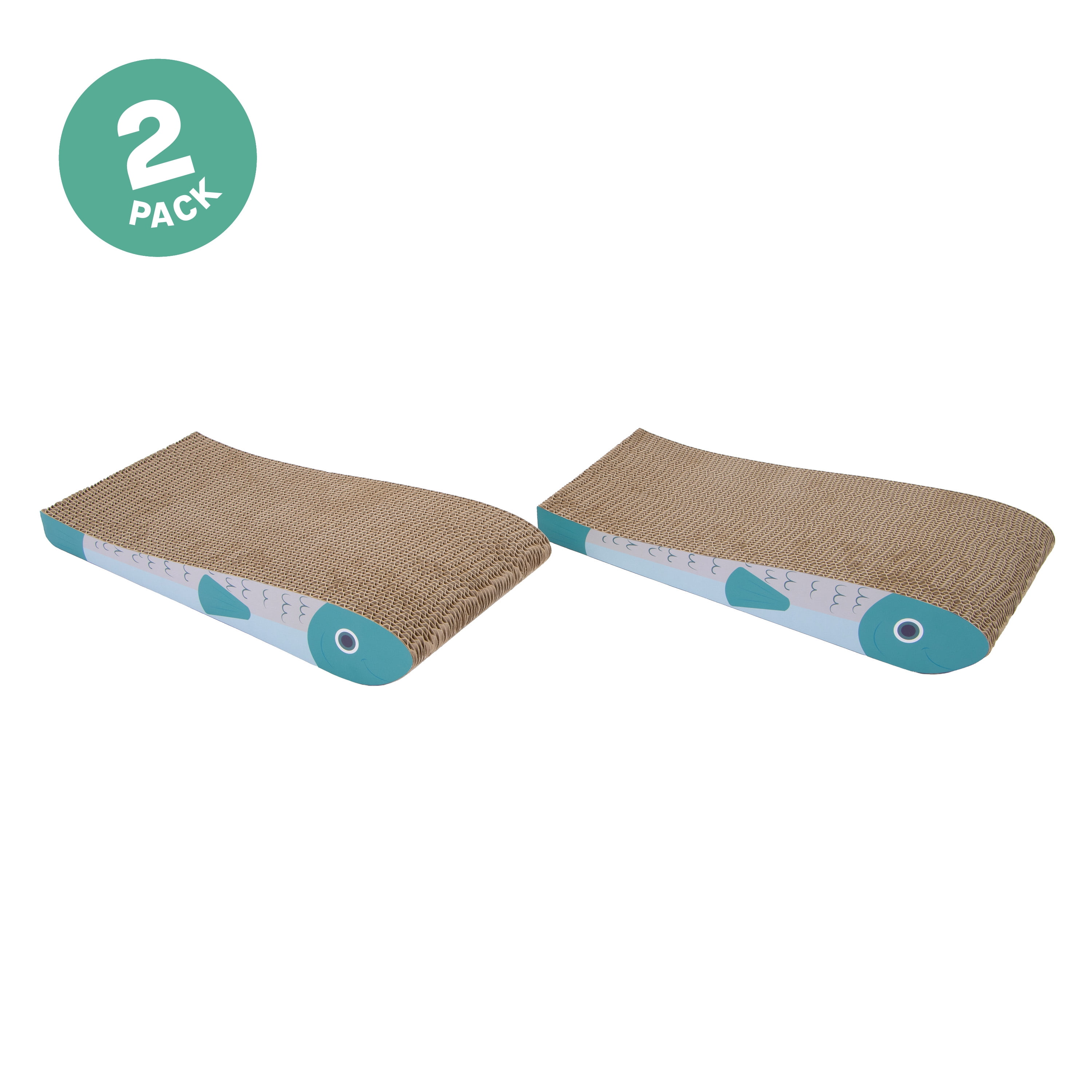 Kitty City Fish Print 2-Pack Cat Scratching Pads, Multicolored, One Size