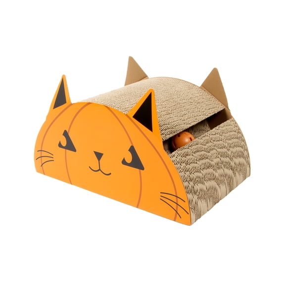 Kitty City Haloween Pumpkin Cat Face Cat Scratching Pad, Orange, One Size