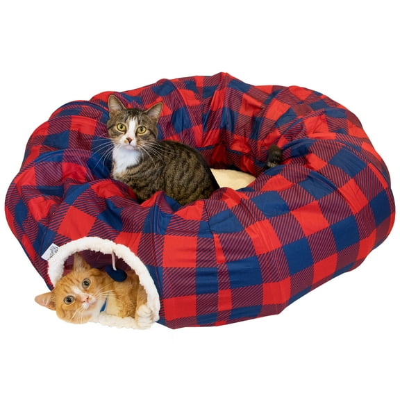 Kitty City Large Plaid Cat Tunnel Bed, Cat Toy - for Cat and Kitten