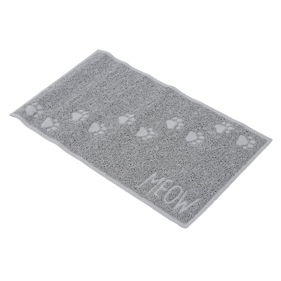 Kitty City Large Textured Non-Slip Cat Litter Trapper Mat, Gray Paw Print, 35 x 23"
