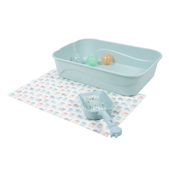 Kitty City Plastic Open Top Kitten Litter Box 4-Pack Starter Set, Multicolored, One Size