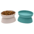 thumbnail image 1 of Kitty City Raised Cat Bowls, 2 Pack, Light Pink and Teal, 1 of 6
