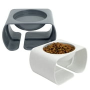 Kitty City Dishwasher Safe Plastic Raised Whisker-Friendly Cat Bowls, Multicolored, 2 Pack Set