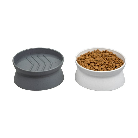 Kitty City Raised Slow-Eat Cat Bowls, Whisker-Friendly Elevated Feeding Set, 2-Pack, Small
