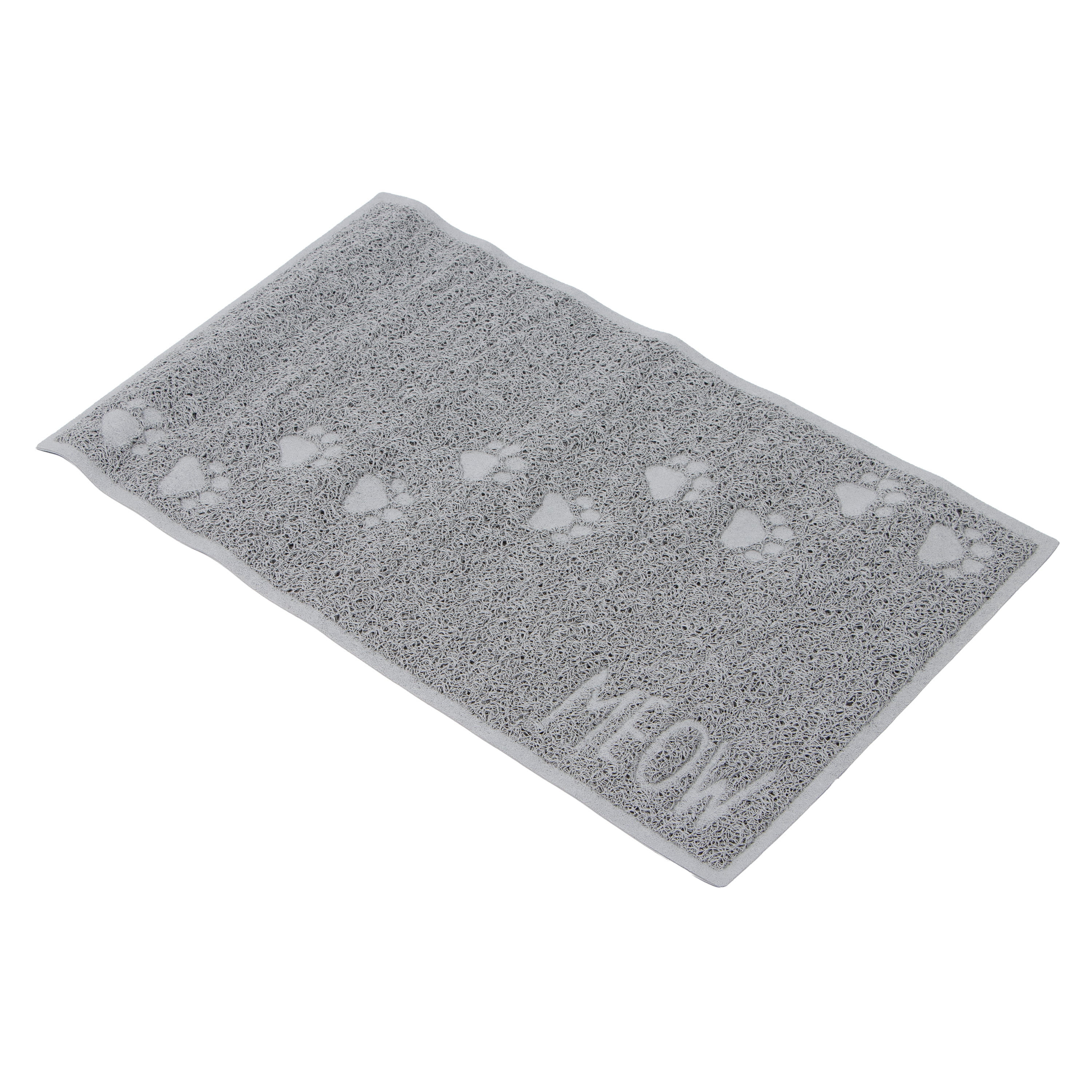Kitty City Small Textured Non-Slip Cat Litter Trapper Mat, Gray Paw Print, 23.5 x 13.75"