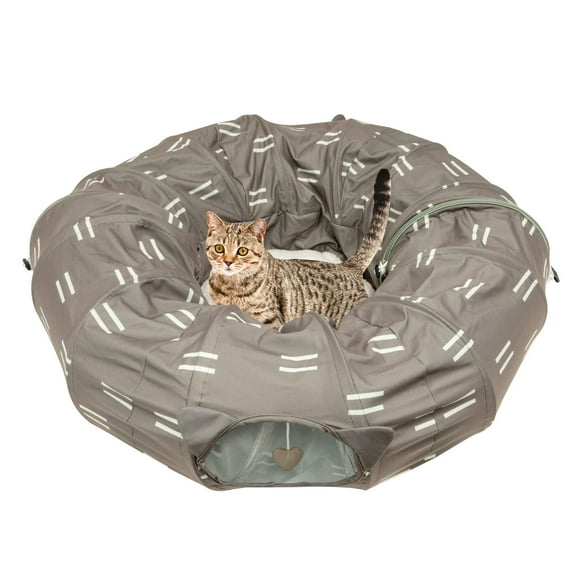 Kitty City Tunnel Cat Bed (Pattern) - brown