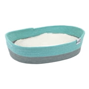 Kitty City Woven Cat Bed, Cotton Rope Basket with Washable Cushion, Multicolor
