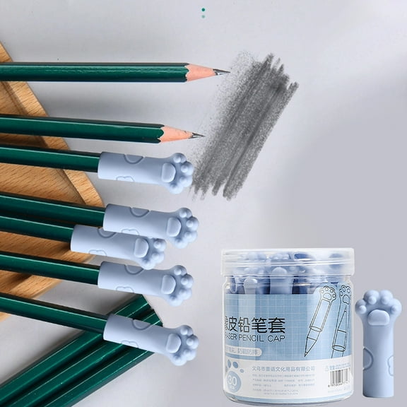 Kitty Claw Pencil Caps, Soft Silicone Protective Covers for Pencils, Multi-functional Erasers and Grip Extenders for Students and Office Use