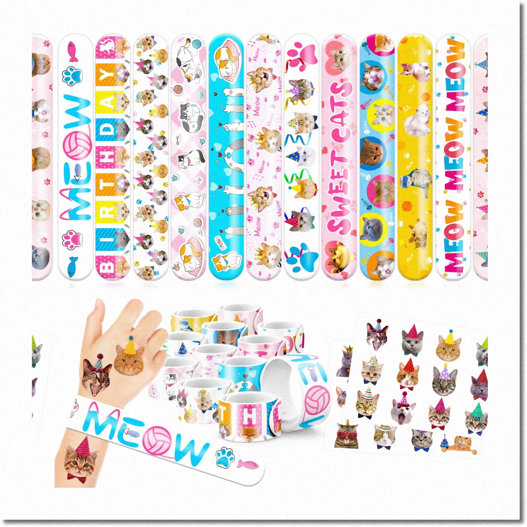 kitty-craze-48pcs-cat-party-favors-24pcs-slap-bracelets-fun-gifts