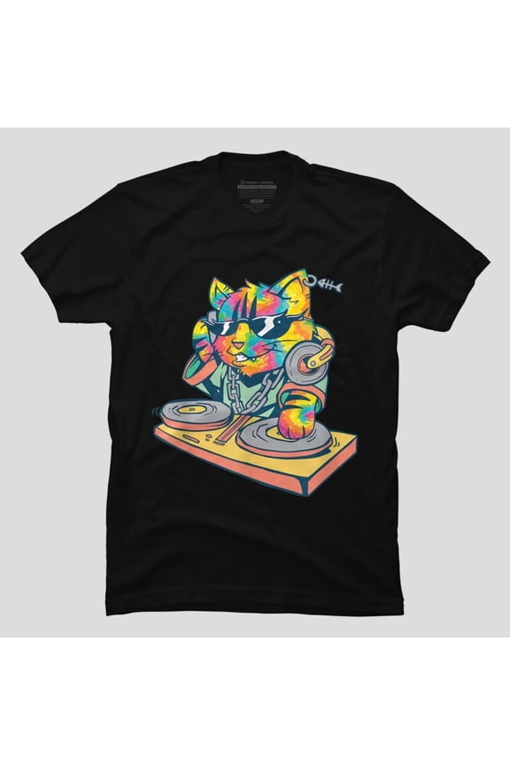 Kitty DJ Cat Funny Feline Music Parody Sarcastic Humor Unisex T-Shirt, Up to Size 5XL