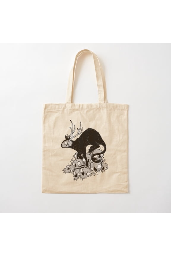 Kitty Demon Skull Style 002 Canvas Tote Bags, Reusable Shopping Bag
