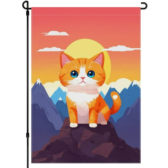 Kitty Durable Garden Flags for Outdoor Decoration for Home Yard Garden Front Door - Versatile Mountains Kitten Outdoor Garden Decor - 28x40 Inch - Double-Colored Washable Porch Flag