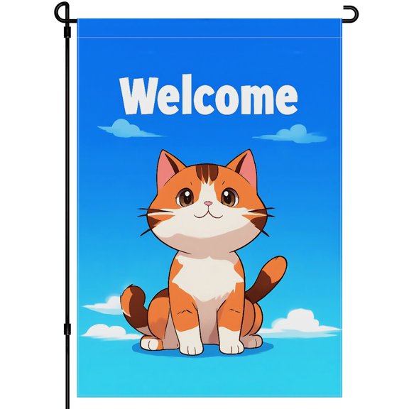 Kitty Garden Flags for Outdoor - Washable Versatile Outdoor Garden Flag - 28x40 Inch Cartoon-style Cute Cat Animated Decoration - for House Outdoor Backyard Farmhouse Home Decoration