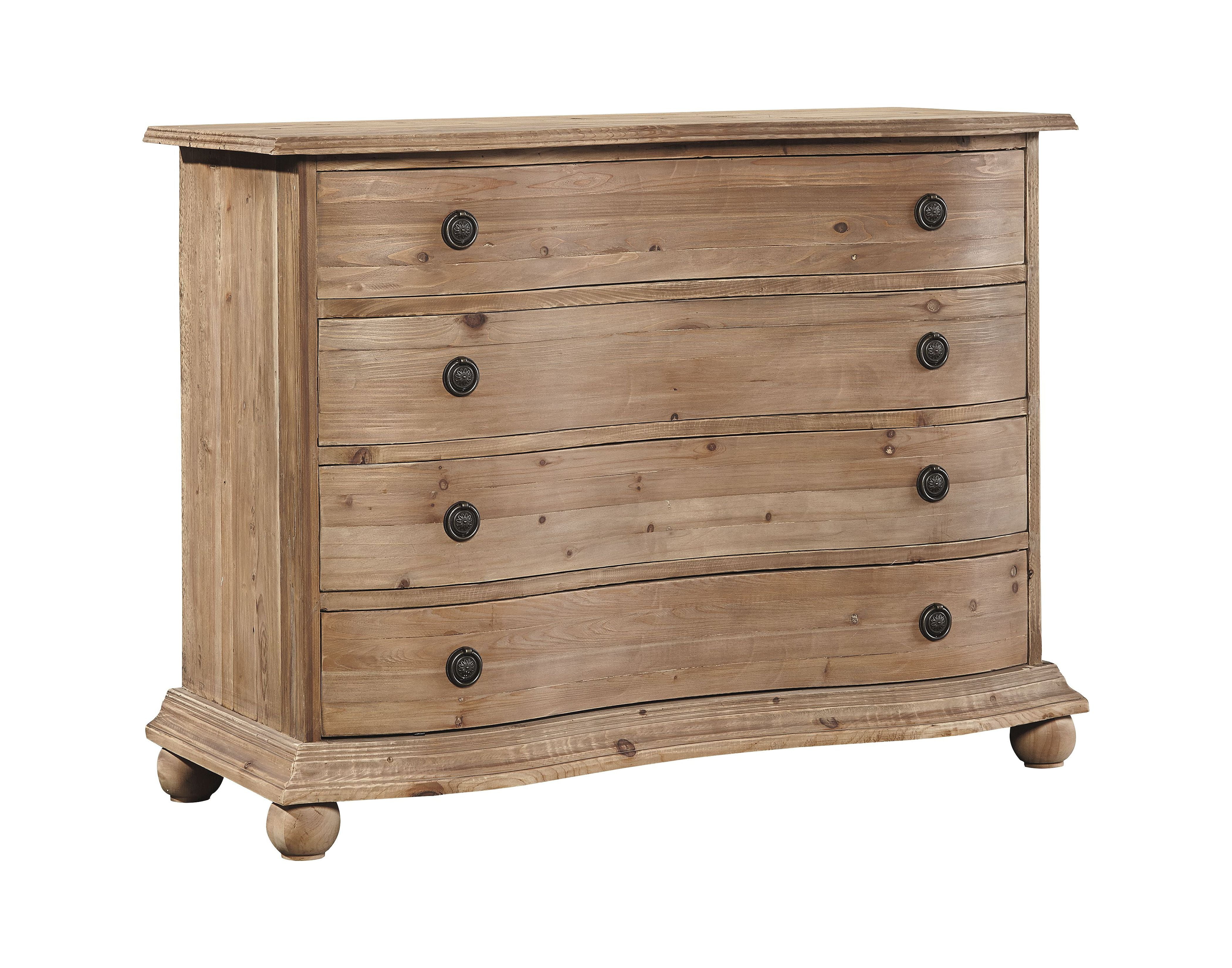 Solid Pine Brown Bow Front Chest with Dovetail Drawers