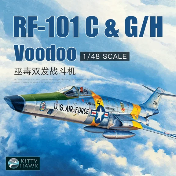 Kitty Hawk Assembled Plastic Aircraft Model Kit KH80116 RF-101C & G/H "Voodoo" Tactical Reconnaissance Aircraft 1/48 Scale