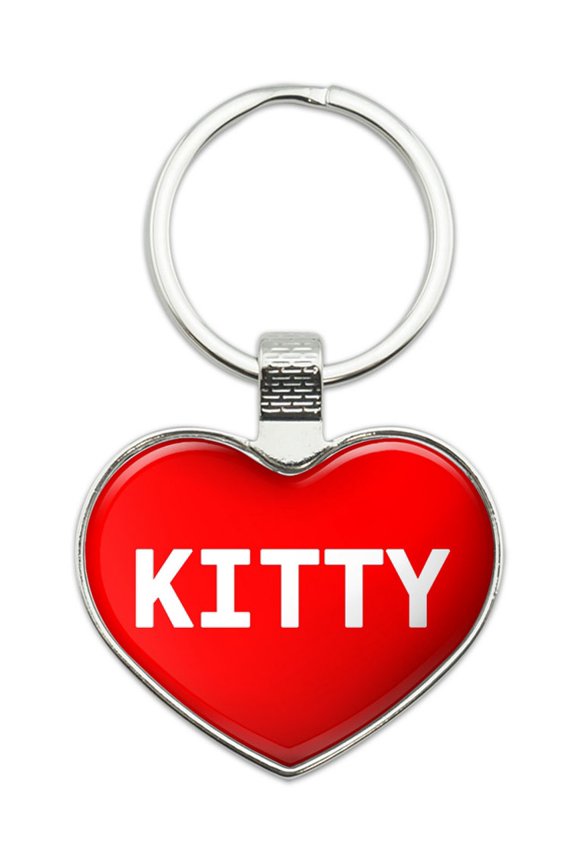 Kitty I Love Name Heart Metal Key Chain
