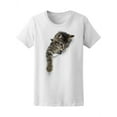 thumbnail image 1 of Kitty In Hole Tabby Cat Getting T-Shirt Women -Image by Shutterstock, Female Medium, 1 of 2