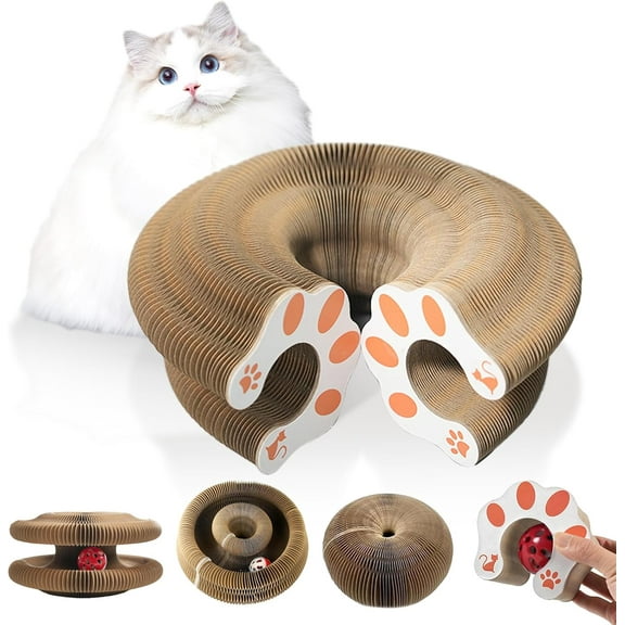 Kitty Kurlz Cat Toy, Cat Accordion Toy, Magic Organ Cat Scratch Board - Fun Folding Multi-Purpose Mesh Design Cat Scratcher