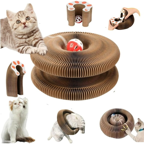 Kitty Kurlz Cat Toy,Magic Organ Cat Scratching Board Toy， Reversible Infinity Style Magic Organ Cat Toy Made from Recycled Corrugated Cardboard Durable