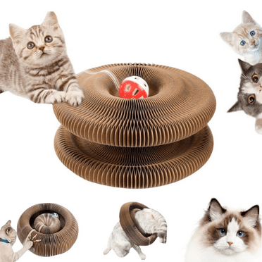Kitty Kurlz, Kitty Kurlz Cat Toy, Kitty Curls Cat Toy, Magic Organ Cat Scratching Board Toy, Interactive Cat Ball Toy, Foldable Cat Scratch Board Toy with Bell for Indoor Cats