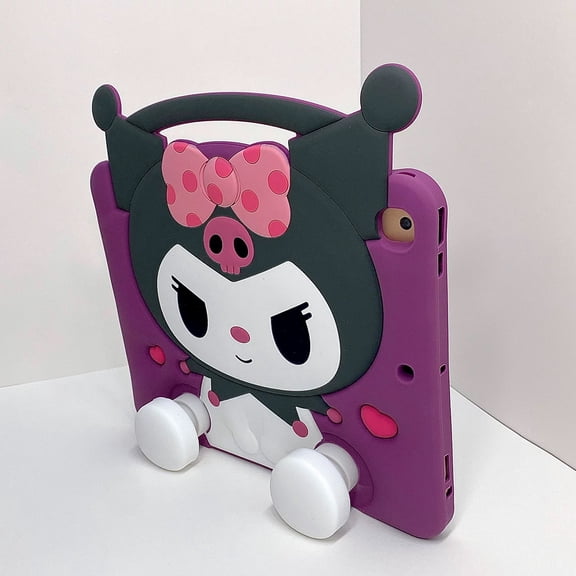Kitty Kuromi Melody for iPad (A16) 11th Generation 11 Inch 2025, iPad 10th Generation 10.9 inch 2022 Case Silicone 3D Cartoon Protective Cover with Handle & Shoulder Strap for Kids Girls Women