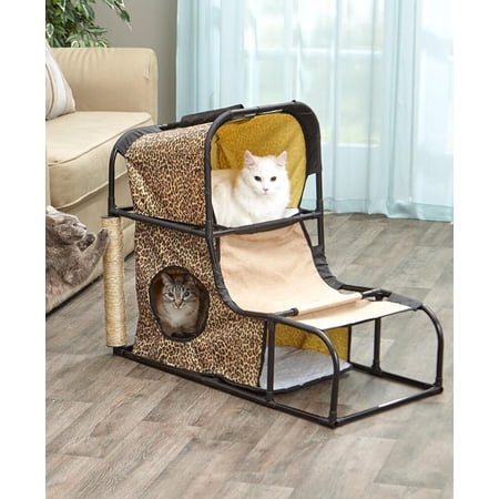 Kitty Loft 2-Level 29" Cat Tree with Double Hideaways, Multicolor