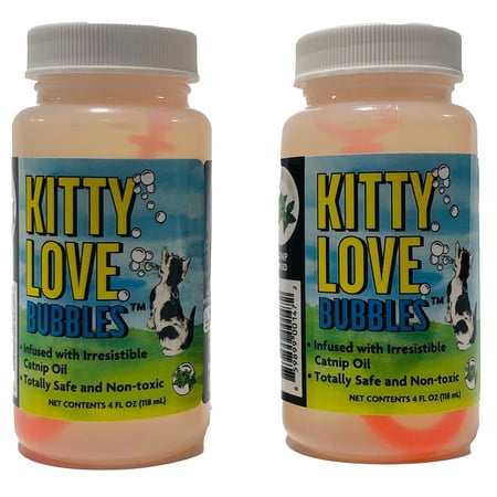 Kitty Love Bubbles, Catnip Scented Bubbles 4oz. Bottle-2 Pack for Cats