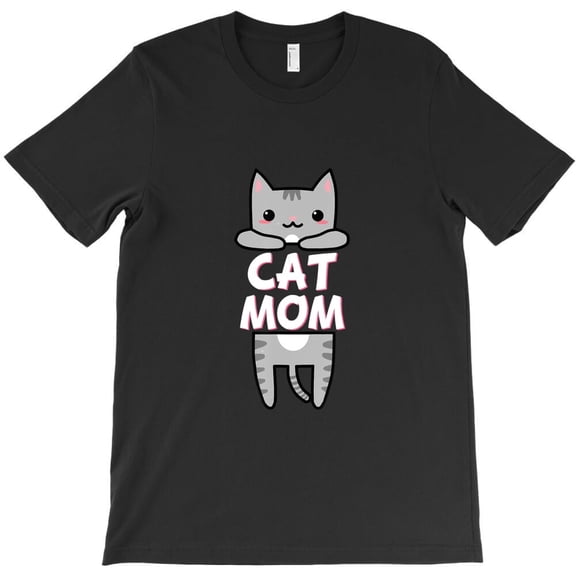 Kitty Mom Kawaii Grey Tabby, Funny Pet Black Cat Graphic Tee, Parent H43942 Unisex T-Shirt, Up to 5XL Available