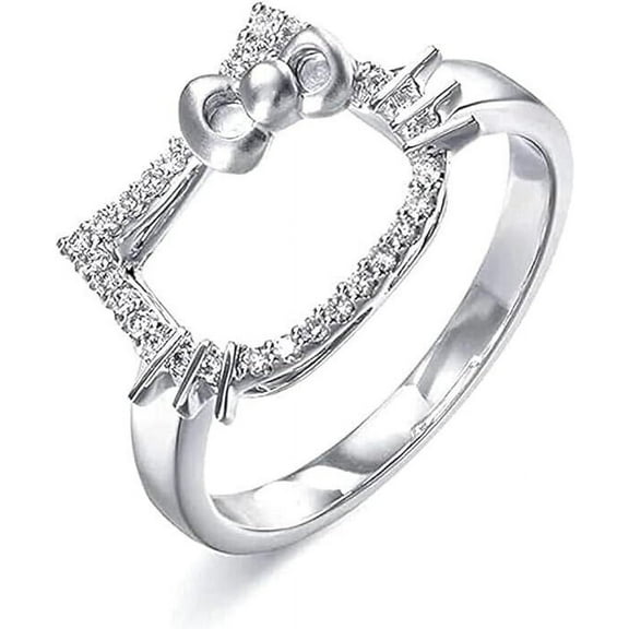 Kitty Pave Set Women's Engagement Rings 1.9 Ct Diamond 14K White Gold Over