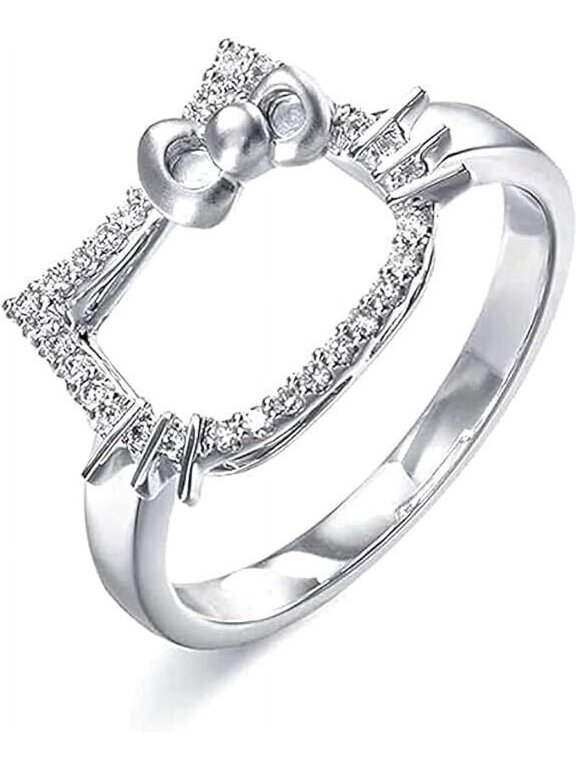 Kitty Pave Set Women's Engagement Rings 1.9 Ct Diamond 14K White Gold Over