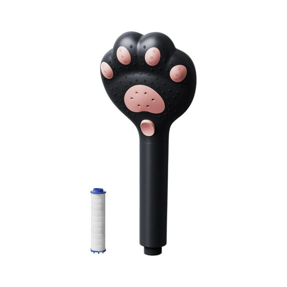 Kitty Paw Showerhead Handheld - 3-Mode Rain, Mist, and Mixed, Air-Boosted Pressure, Silicone Nozzles, Built-in 5 Micron Filter, Plastic Bath Shower Head