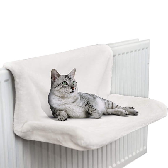 Kitty Pet Soft Plush Removable Washable Radiator Sofa Hammock Cosy Carrier Cat Hanging Bed WHITE