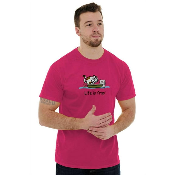 Kitty Poop Outside Litterbox Cat Lady Men's Graphic T Shirt Tees Brisco Brands L