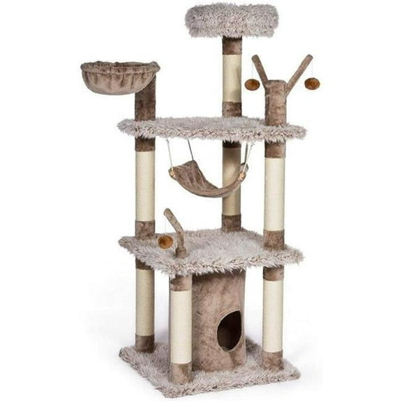 Kitty Power Paws Siberian Mountain Cat Scratching Post, Brown, Tan & Frost Beige