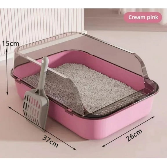 Kitty Sandbox Cat Litter Box Semi-enclosed Splashproof Cat Tray Cat Toilet Cleaning Basin Supplies Pet Toilet Kitten Tray Bedpan