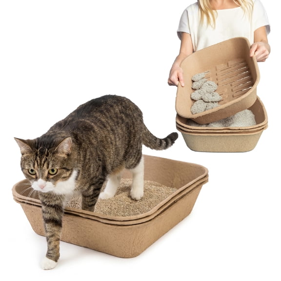 Kitty Sift Eco-Friendly Disposable Sifting Litter Box Kit, Jumbo (1 Litter Box, 5 Sifting Liners)