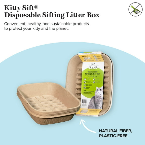 Kitty Sift Eco-Friendly Disposable Sifting Litter Box Kit Large (1 Litter Box, 5 Sifting Liners)