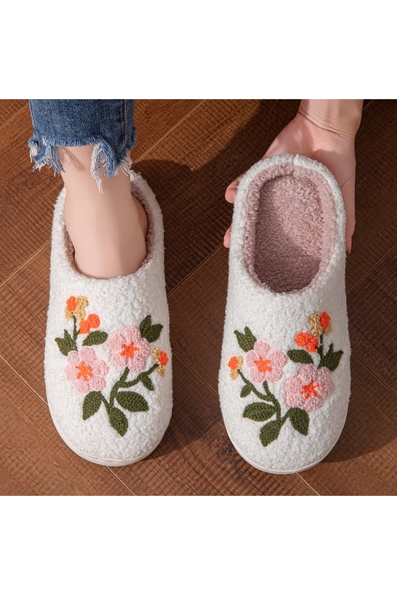 Kitty Slippers Women's Comfort Memory Foam House Slippers Plush Lining Bedroom Shoes Indoor Outdoor White 38