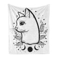 thumbnail image 1 of Kitty Soft Flannel Fleece Throw Blanket, Monochrome Hand Drawn Side Profile of a Bohemian Cat with Symbolic Motifs, Cozy Plush for Indoor and Outdoor Use, 50" x 70", Charcoal Grey White, by Ambesonne, 1 of 5