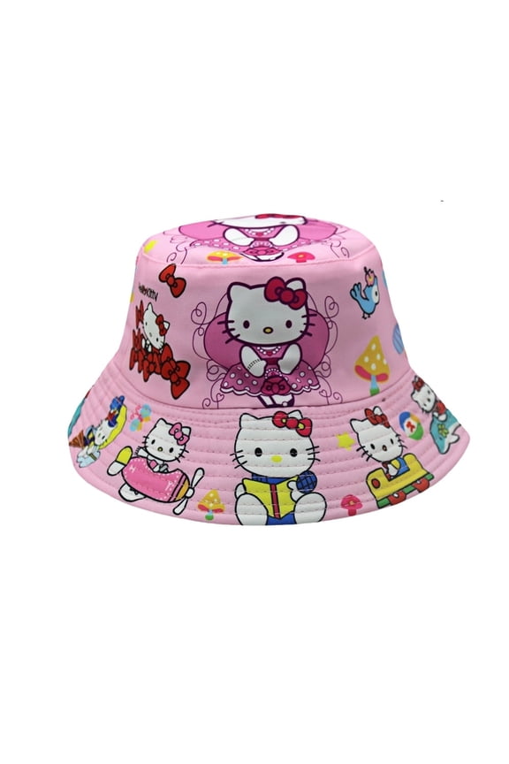 Kitty White Anime Cartoon Bucket Hat - UV Protection Unisex Summer Hat, Outdoor Festival Must