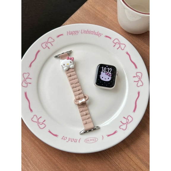 Kitty leather Watch strap, 38mm 40mm 41mm 42mm 44mm 45mm Unisex Bands,Apple Watch Strap for Series SE 1-9