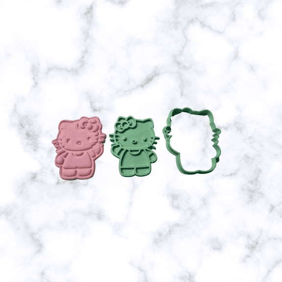 Kitty with Bow Cookie Cutter +Stamp