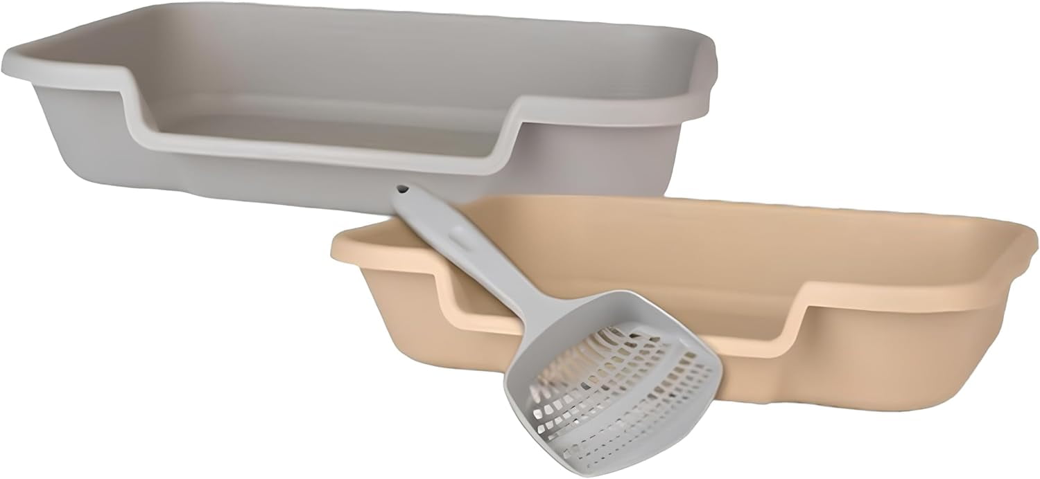 KittyGoHere Senior Cat Litter Box, Large Size, Set of 2 Boxes, Beach