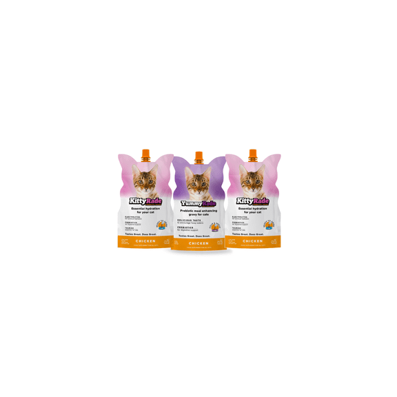 KittyRade & YummyRade Bundle/Prebiotic Drink and Gravy Meal Enhancer/Chicken Flavor/Digestion & Immune Support/3 - 8.4 fl. oz. Pouches
