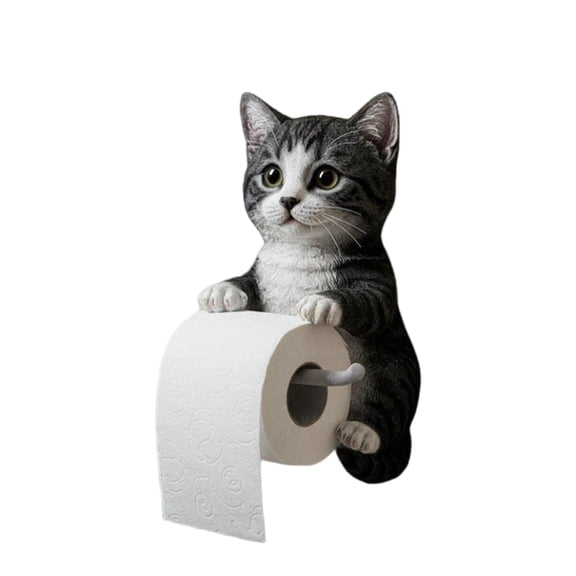Kittys Themed Bathroom Tissue Roll Dispenser Wall Mounted Storage Resin Materials Compacts Space Efficient Home Decorati