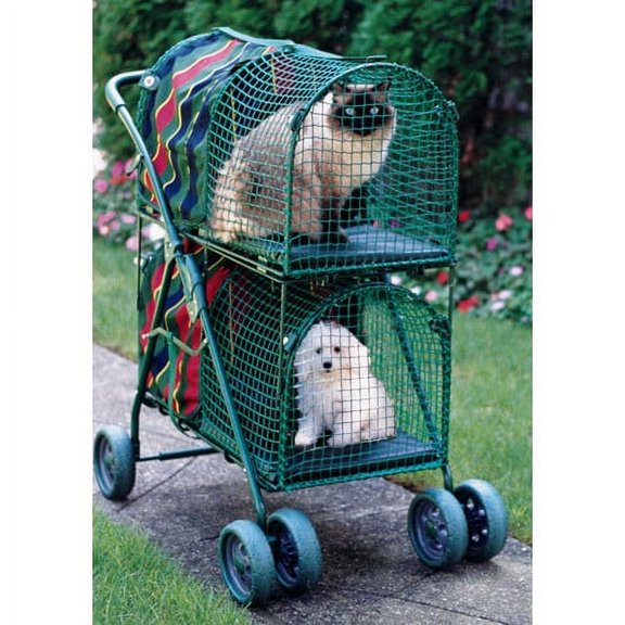 Kittywalk Double Decker Pet Stroller, Striped, 30" x 16" x 41.5"