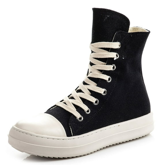 Kitulandy Women High Top Sneakers Platform Lace Up Comfort Walking PU Leather Canvas Shoes with Zipper