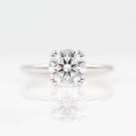 Kiva Jewel 1.58 Ct Round Lab Created Diamond Engagement Ring - 14K White Gold Plated - Double Prong Setting - Ideal for Proposals & Anniversaries - Elegant Women's Jewelry - Perfect Gift for Her